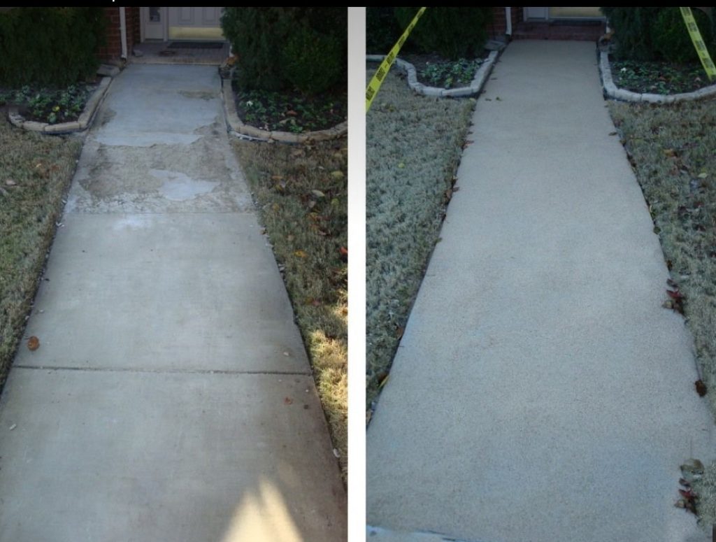 Resurfacing a concrete sidewalk